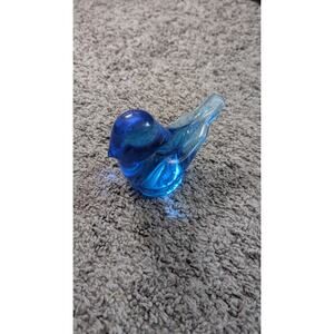 Titan Art Glass Handmade 2.5" Happy Little Blue Bird Paper Weight Figurine